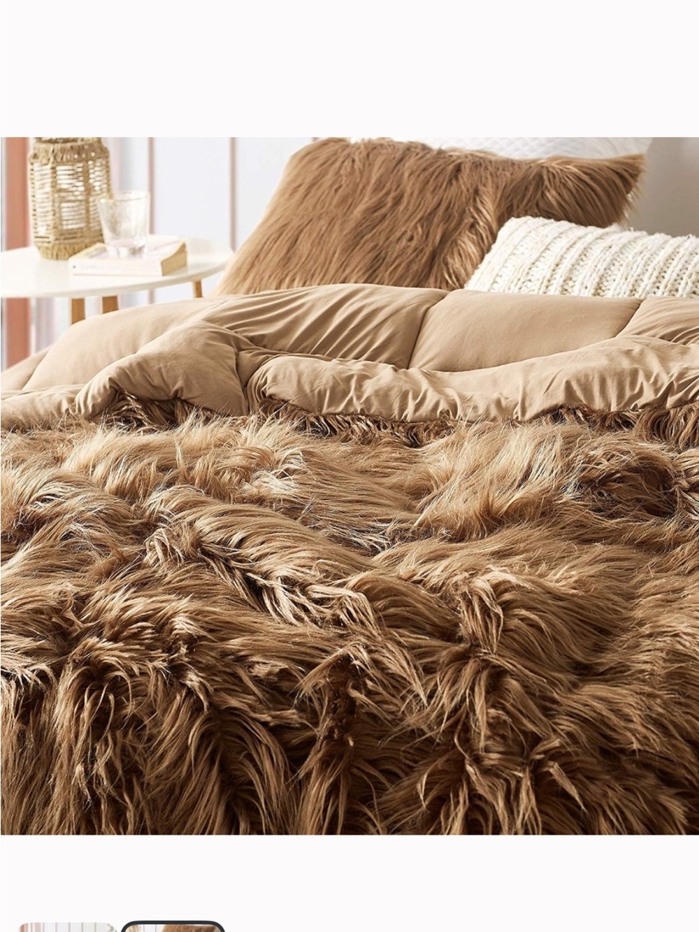 Plush Faux Fur Comforter Set — Brown Cozy Luxe - Picture 2 of 2